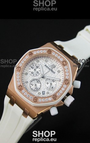 Audemars Piguet Royal Oak Offshore Lady Alinghi Swiss Watch in White Checkered Dial