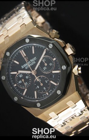 Audemars Piguet Royal Oak Rose Gold in Black Textured Ceramic Dial - 1:1 Mirror Replica