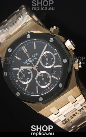 Audemars Piguet Royal Oak Rose Gold in Black Ceramic Dial - 1:1 Mirror Replica