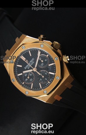 Audemars Piguet Royal Oak Chronograph Watch in Yellow Gold in Black Dial