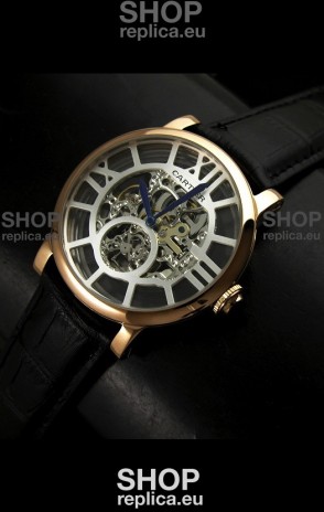 Cartier Ronde de Japanese Replica Watch in Skeleton Silver Dial