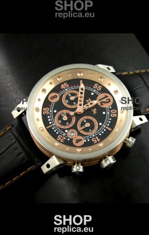B.R.M.0011G6 Japanese Replica Quartz Watch in Black&Rose Gold Dial