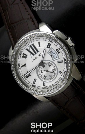 Cartier Calibre de Japanese Replica Watch in White Dial