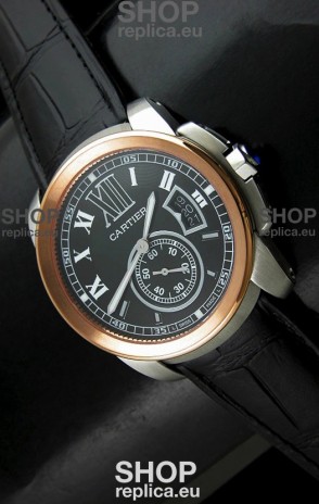 Cartier Calibre de Japanese Replica Watch in Black Dial