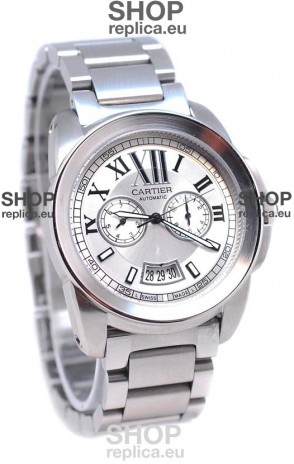 Calibre De Cartier Japanese Automatic Watch in White Dial