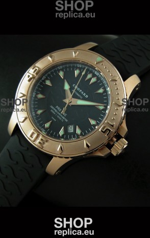 Chopard LUC Pro One Chronometer Swiss Replica Rose Gold Watch in Black Dial