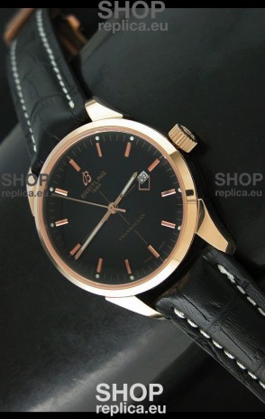 Breitling Transocean Rose Gold Black Dial Swiss Watch