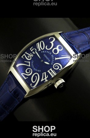 Franck Muller Crazy Hours Japanese Replica Watch in Blue Dial