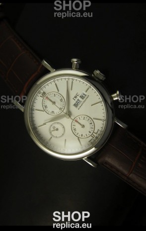 IWC Portofino Chronograph Swiss Watch in Steel Case White Dial