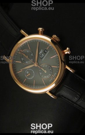 IWC Portofino Chronograph Swiss Watch in Rose Gold Case Grey Dial