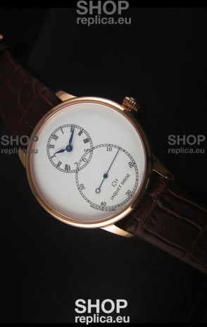Jaquet Droz Grande Seconde Ivory Enamel Rose Gold Case Watch in White Dial