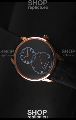 Jaquet Droz Grande Seconde Black Enamel Stainless Rose Gold Case in Black Dial