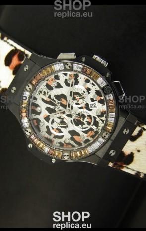 Hublot Big Bang White Zebra Bang Edition in Black PVD Case 34MM Watch