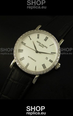 Patek Philippe Calatrava 5120 Swiss Replica Watch in Steel Casing - Roman Hours