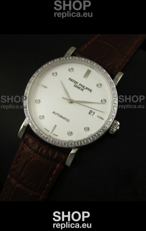 Patek Philippe Calatrava 5298 Swiss Replica Watch in Steel Casing - Diamonds Hours