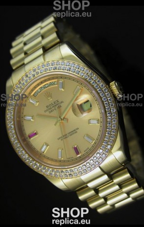 Rolex Day Date II 41MM Swiss Replica Watch - Gold Dial - 1:1 Mirror Replica Watch 