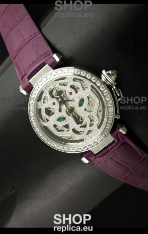Cartier Pasha Ladies Replica Watch in Skelton Diamond Dial