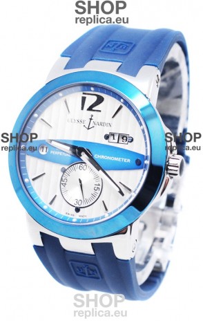 Ulysse Nardin Executive Dual Time Japanese Replica Watch in Persian Blue Bezel