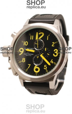 U-Boat Flightdeck Japanese Replica Watch in Black Dial