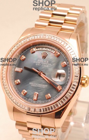Rolex Day Date II Rose Gold Japanese Watch in Pearl Dial 