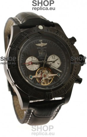 Breitling Chronometre Tourbillon Japanese Replica Watch in Black 