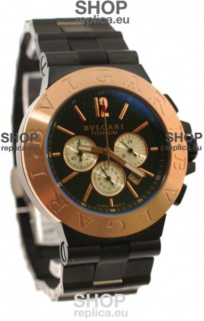 Bvlgari Diagono Mens Scuba japanese Replica PVD Watch