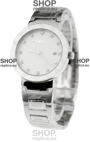 Bvlgari Quartz Japanese Silver Watch in Diamond Markers