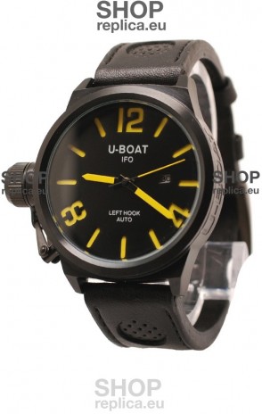 U-Boat Classico Japanese Replica PVD Watch in Yellow Markers