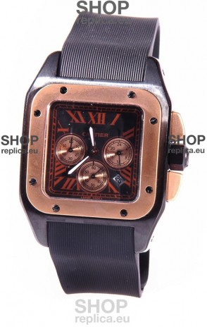 Cartier Santos 100 Carbon Chrono Japanese Replica Watch