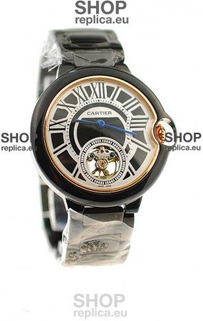 Ballon Bleu De Cartier flying Tourbillon Japanese Replica PVD Watch 