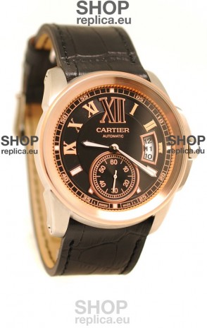 Calibre de Cartier Japanese Replica Pink Gold Watch 