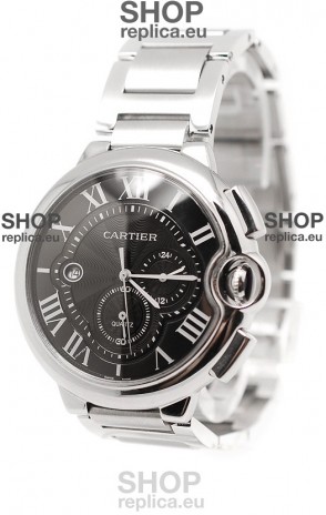 Ballon De Cartier Chronograph Swiss Replica Watch in Black Dial