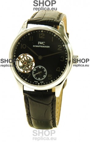 IWC Portuguese Tourbillon Swiss Replica Watch in Black Dial