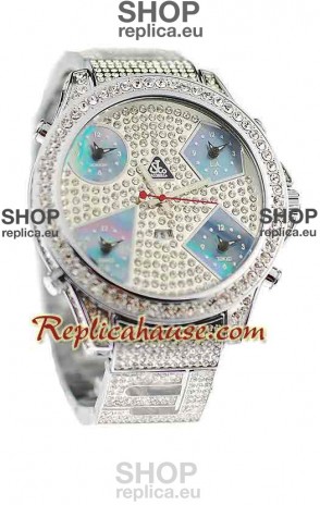 Jacob & Co Diamond Japanese Replica Watch in Light Blue Sub Dial