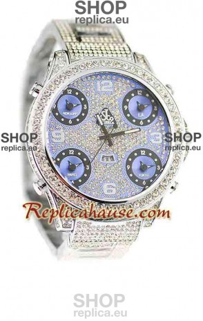 Jacob & Co Diamond Japanese Replica Watch in Light Blue Dial