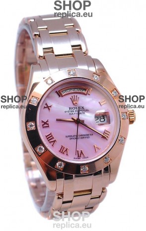 Rolex Day Date Pink Mother of Pearl Japanese Replica Watch