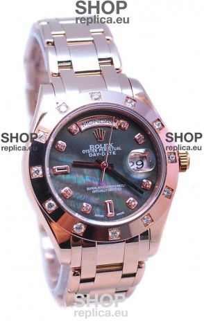Rolex Day Date Black Mother of Pearl Swiss Replica Watch