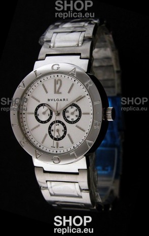 Bvlgari Diagono Japanese Replica Quartz Watch in White Dial