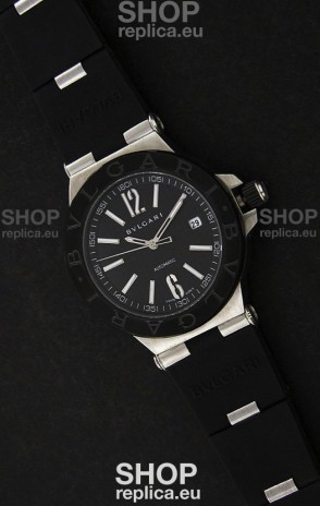 Bvlgar Diagono Japanese Replica Quartz Watch in Black Dial 
