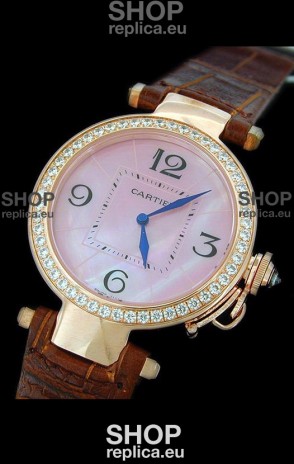 Cartier Pasha de Swiss Replica Automatic Watch in Pink Dial