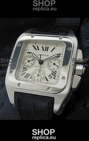 Cartier Santos Swiss Replica Watch in White Dial