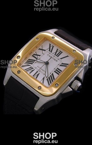 Cartier Santos 100 Swiss Replica Watch in White Dial