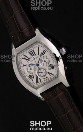 Cartier Tortue Japanese Replica Watch in Brown Strap