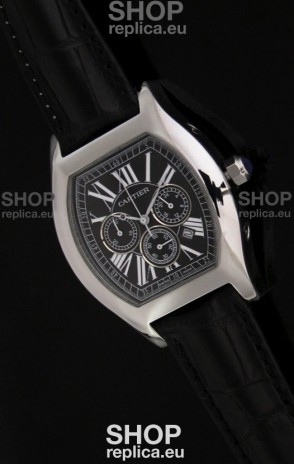 Cartier Tortue Japanese Replica Watch in Black Strap