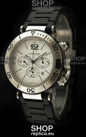 Cartier Pasha de Japanese Replica Watch in White Strap