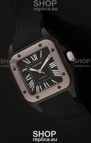 Cartier Santos Swiss Replica Titanium Bezel Watch