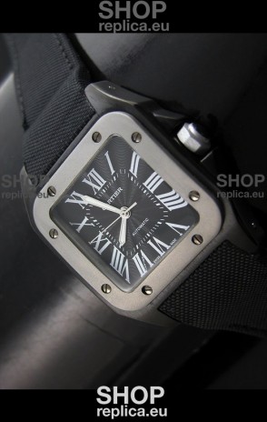 Cartier Santos 100 Japanese Replica Watch in Black Dial