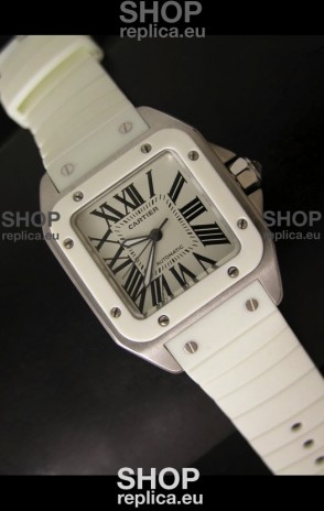 Cartier Santos 100 Swiss Ladies Automatic Replica Watch in White