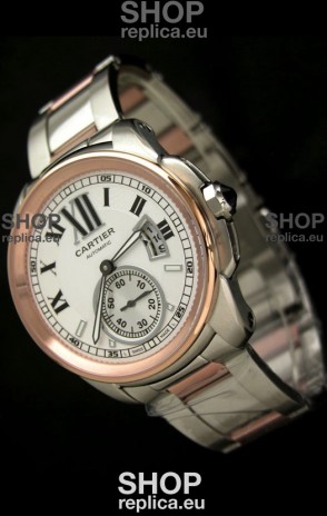 Calibre De Cartier Japanese Automatic Replica Watch in Two Tone