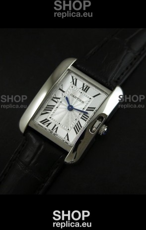 Cartier Louis Japanese Replica Ladies Watch in Black Strap